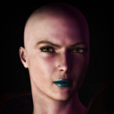 Bald Woman with Blue Lipstick