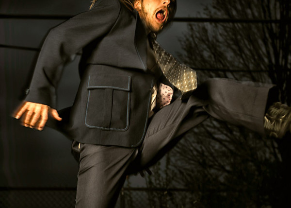 Crazy Man Jumping and Yelling